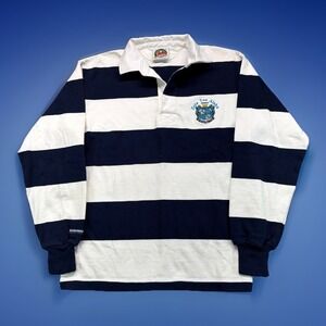 Barbarian Rugby Shirt Mens M Navy White Striped Heavy Cotton Made In Canada